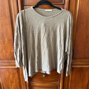 Asymmetrical Long Sleeve Top - Taupe
